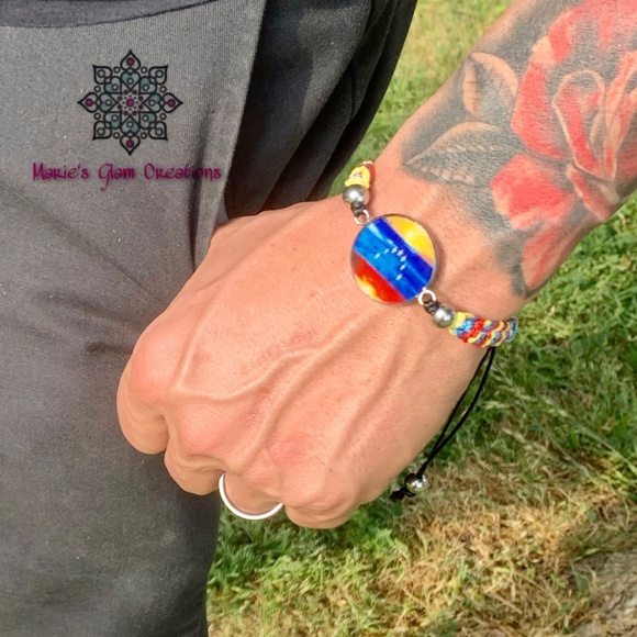 Men Patriot Bracelet-Adjustable Colombia Flag Bracelet- Colombia Flag Colors-Col - Picture 2 of 4